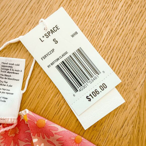 L Space Bikini Bottom Womens Small‎ Pink Fused RY Floral Boho Swim Beach Summer - Picture 5 of 6